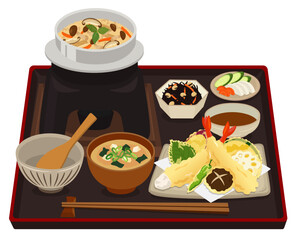 食事_釜飯_かやくご飯　五目釜めし定食