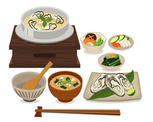 食事_釜飯_牡蠣釜めし定食（背景白）