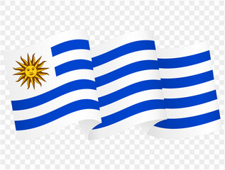 Uruguay flag wave isolated on png or transparent background vector illustration. 
