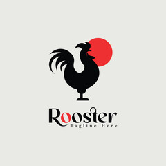 Rooster silhouette logo design template