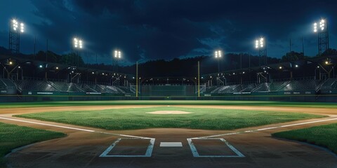 Baseball field - baseball diamond inside empty stadium