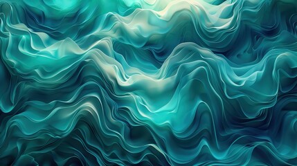 Obraz premium Abstract flowing waves in shades of blue and green representing fluidity and calm with a textured pattern