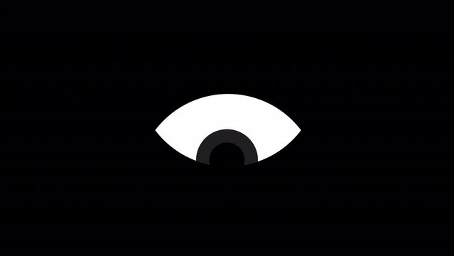 A close up of blinking and looking down eye animation with a transparent background. Vector eye illustration motion graphics