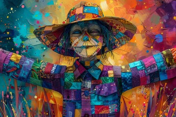 Fototapeta premium abstract background in colors and patterns for Build A Scarecrow Day