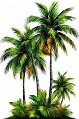 Obraz premium The palm trees have tall, slender trunks and lush,