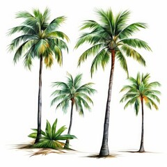 Obraz premium The palm trees have tall, slender trunks and lush,