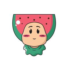 vector illustration of a child character wearing a watermelon costume