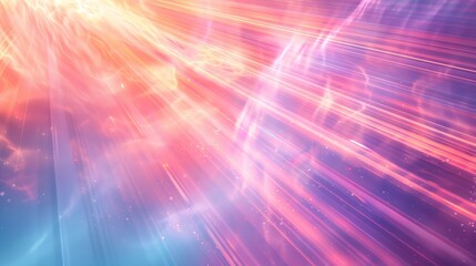 Radiant light beams in pink and purple shades with sparkling particles representing motion and energy