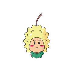 vector illustration of a child character wearing a durian fruit costume