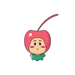vector illustration of a child character wearing a cherry costume