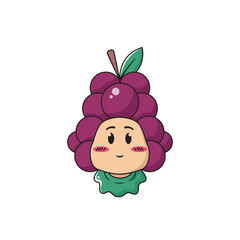vector illustration of a child character wearing a grape costume