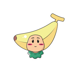 vector illustration of a child character wearing a banana costume