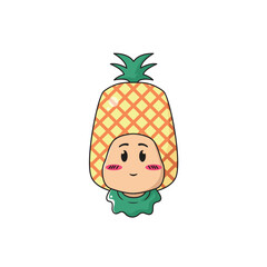 vector illustration of a child character wearing a pineapple costume