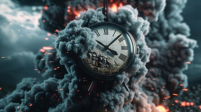 A high contrast image depicting a timebomb with smoke