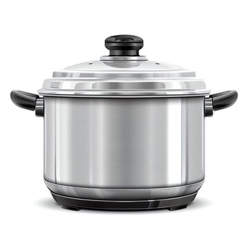 A slow cooker clipart, appliance element, vector illustration, silver, isolated on white background