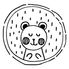 Obraz premium Cute bear doodle hand drawn balck and white icon, coloring cartoon
