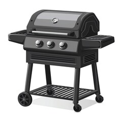 An electric grill clipart, appliance element, vector illustration, black, isolated on white background