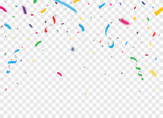 Vector colorful confetti on the transparent background, birthday, Celebration, background, congratulation, anniversary, confetti, decoration, luxury, symbol,