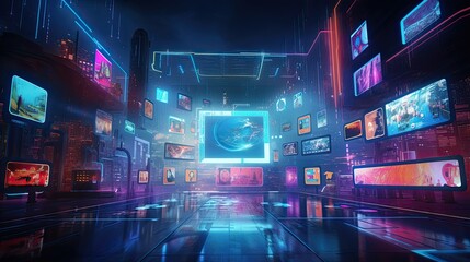 Fantasy abstract social media technology background.