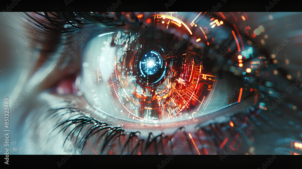 Poster eye of futuristic and innovative imagery ai and automation use of artificial intelligence and automa