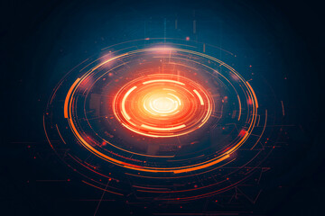 Obraz premium Futuristic Digital Interface with Glowing Orange Elements