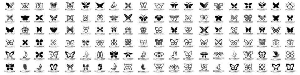 set of creative abstract butterfly logo design. Vector illustration