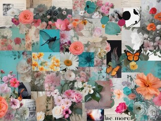 collage with flowers