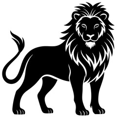 Lion silhouette vector art illustration white background.