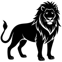 Lion silhouette vector art illustration white background.