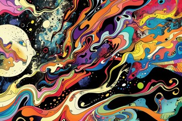 Fototapeta premium Abstract Psychedelic Artwork with Vibrant Colors