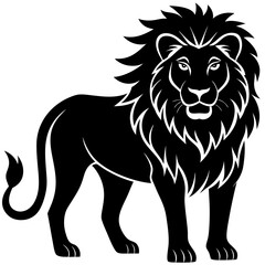 Lion silhouette vector art illustration white background.