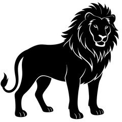 Lion silhouette vector art illustration white background.