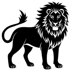 Fototapeta premium Lion silhouette vector art illustration white background.