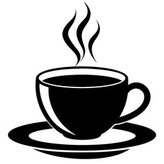 Coffee hot cup silhouette vector illustration white background