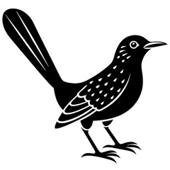 Solid silhouette cactus wren vector illustration