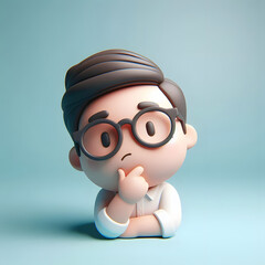 고민하는 3D 캐릭터