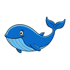Obraz premium cartoon depiction of a happy blue whale swimming