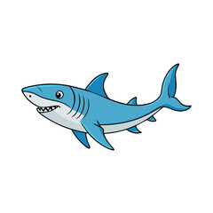 Naklejka premium cartoon image of a shark with sharp teeth, swimming forward 