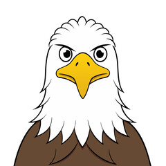 Naklejka premium cartoon depiction of an eagle head with a stern gaze.