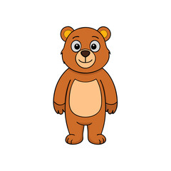 Fototapeta premium cartoon illustration of a cute brown bear standing on its hind legs with a friendly smile.