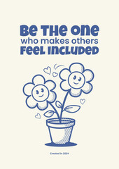 Flower retro mascot, cartoon mascot