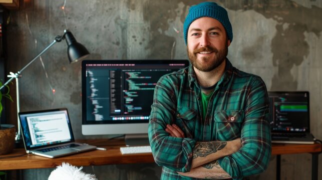 The software developer at desk