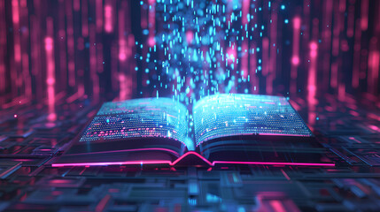 Modern digital book for learning in digital futuristic style