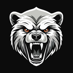angry grizzly bear head vector art illustration isolated on white background