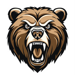 angry grizzly bear head vector art illustration isolated on white background