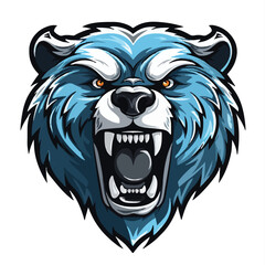 angry grizzly bear head vector art illustration isolated on white background