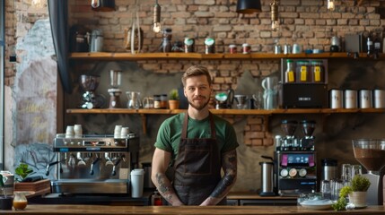 Obraz premium The friendly barista at cafe