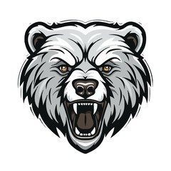 angry grizzly bear head vector art illustration isolated on white background