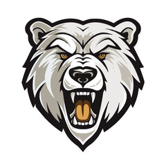 angry grizzly bear head vector art illustration isolated on white background