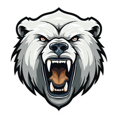 angry grizzly bear head vector art illustration isolated on white background